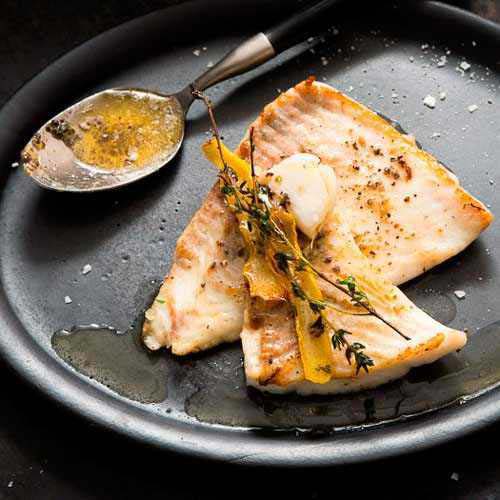 Fried Turbot Fillets with Algae Butter from Bordier and Fleur de Sel