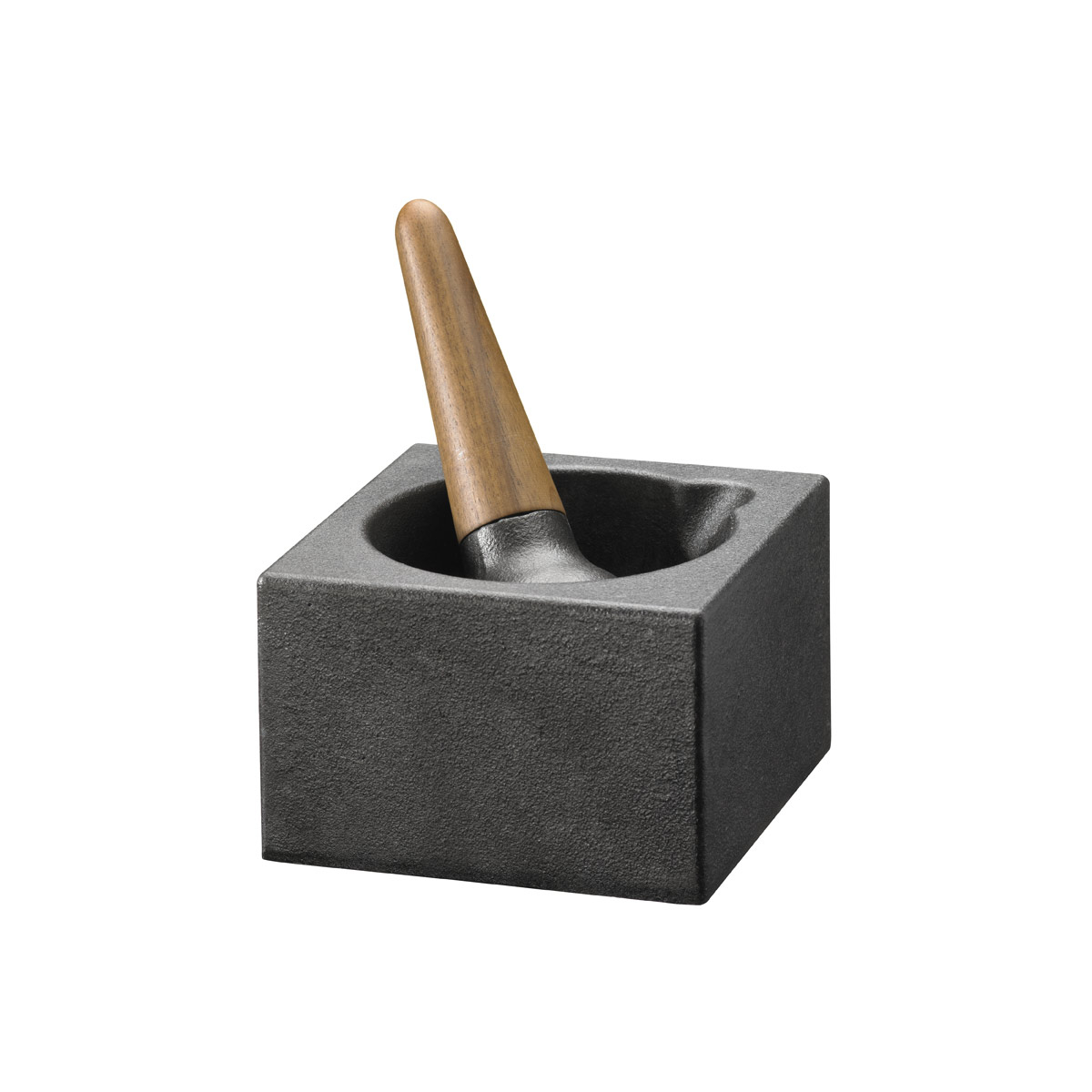 Skeppshult Mörser Cubic 12x12 cm mit Stößel - Gusseisen mit Walnussholzgriff