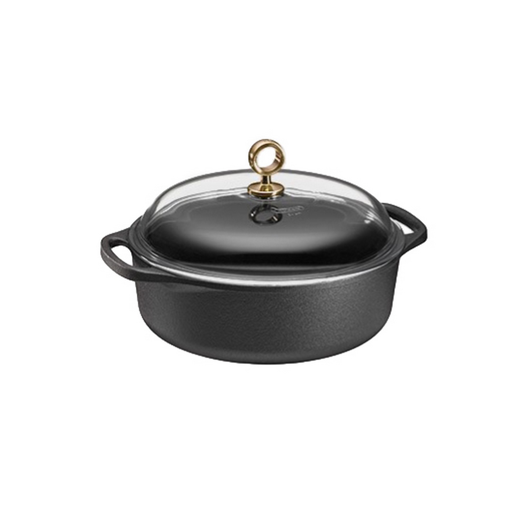 Skeppshult Nutrient Bräter rund 24 cm / 3 L - Gusseisen mit Glasdeckel & Messinggriff