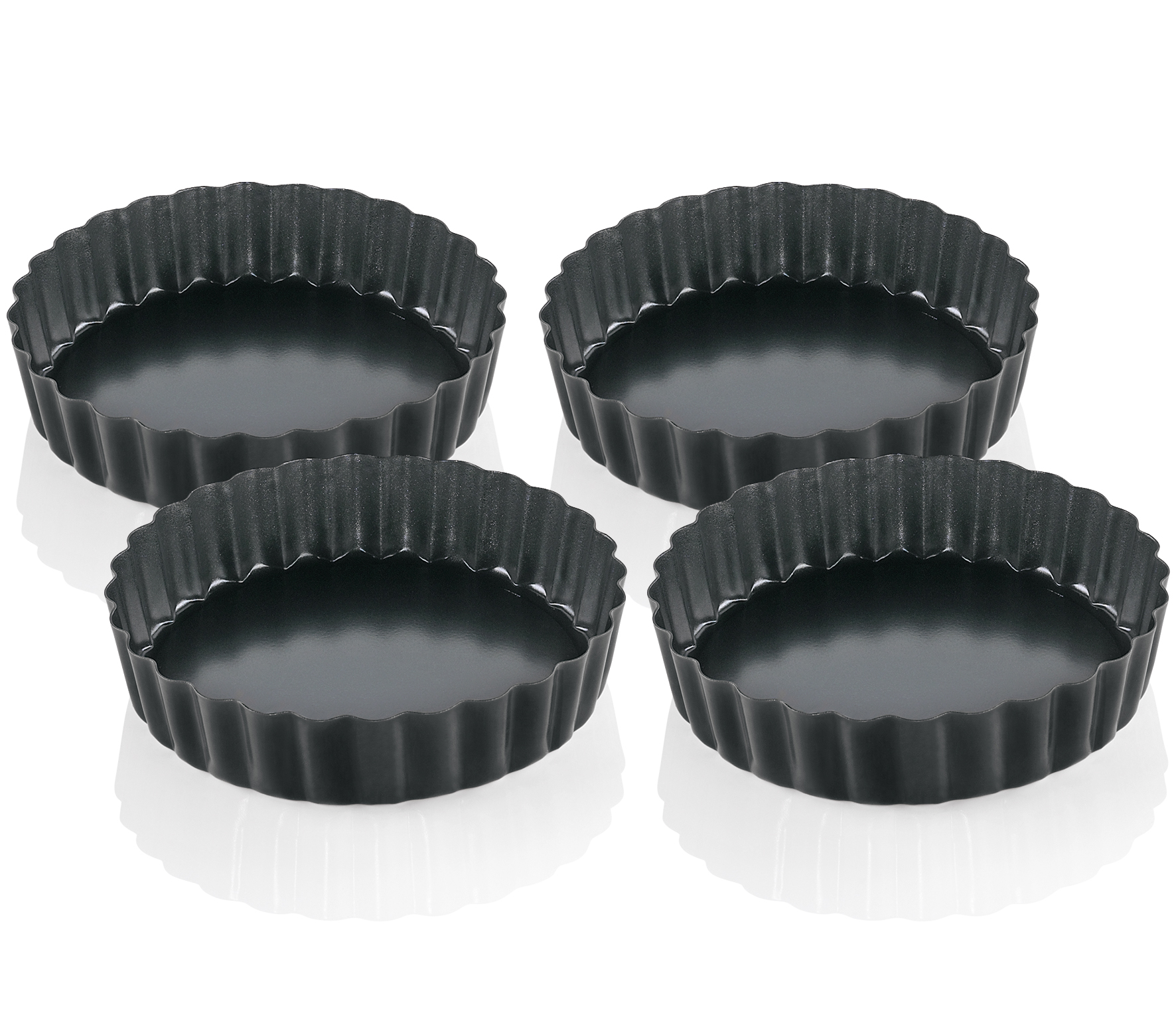 Küchenprofi Tarteletteförmchen, 4er Set 12 cm, schwarz