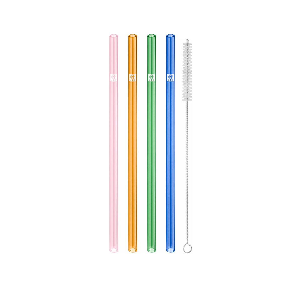Trinkhalme ZWILLING Sorrento bunt (bunt 1 reinigungsbürste) L23cm Borosilikatglas Küchenhelfer-Sets Vier Glasstrohhalme Borosilikatglas gemischte Farben gerade