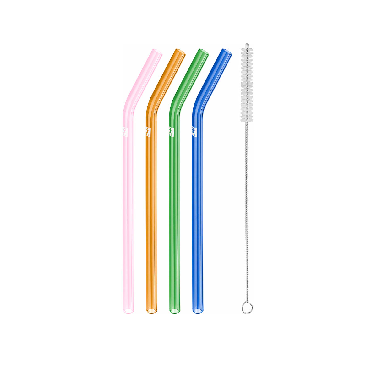 Trinkhalme ZWILLING Sorrento bunt L23cm Borosilikatglas Küchenhelfer-Sets Vier Glasstrohhalme Borosilikatglas gemischte Farben gebogen