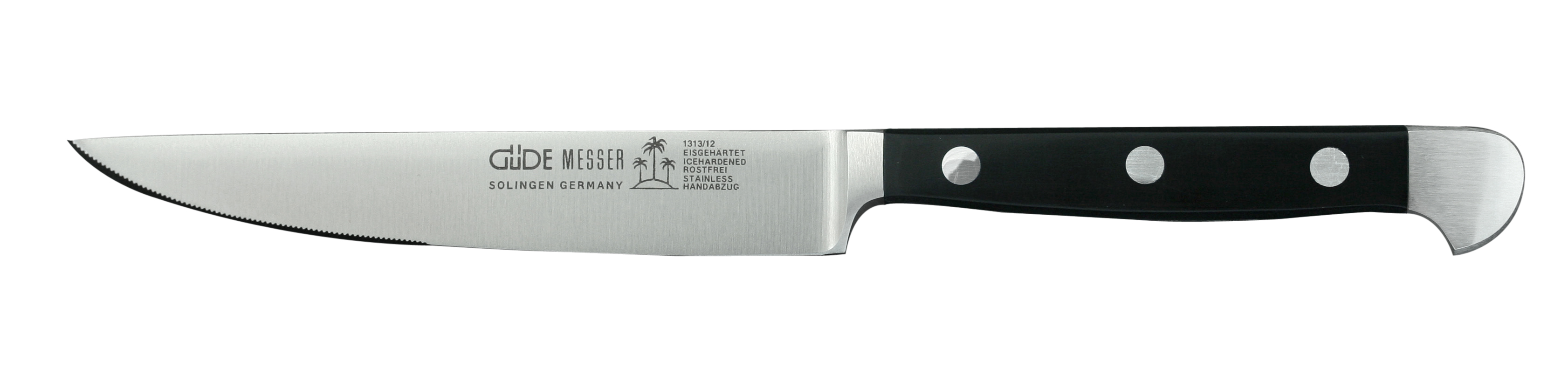 Güde Alpha Steakmesser 12 cm / CVM-Messerstahl mit Griffschalen aus Hostaform