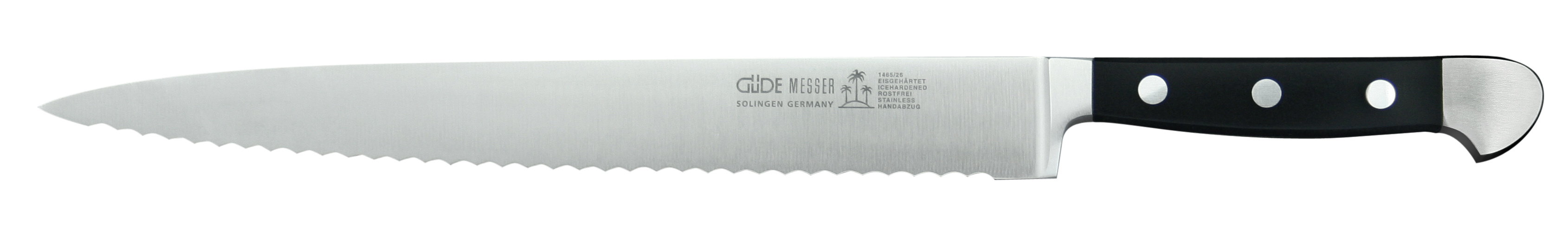 Güde Alpha Schinkenmesser 26 cm mit Wellenschliff - CVM-Messerstahl - Griffschalen Hostaform