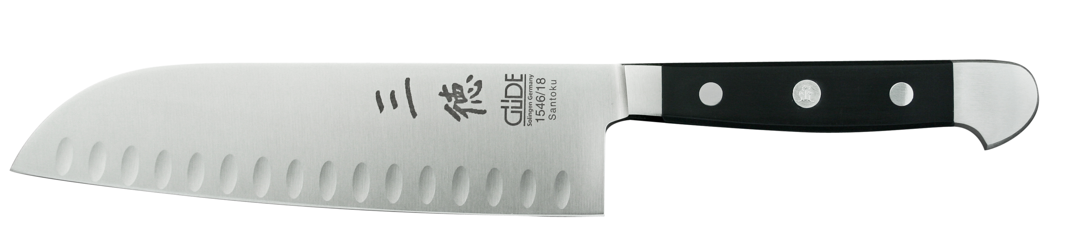 Güde Alpha Santokumesser 18 cm mit Kullen - CVM-Messerstahl - Griffschalen Hostaform
