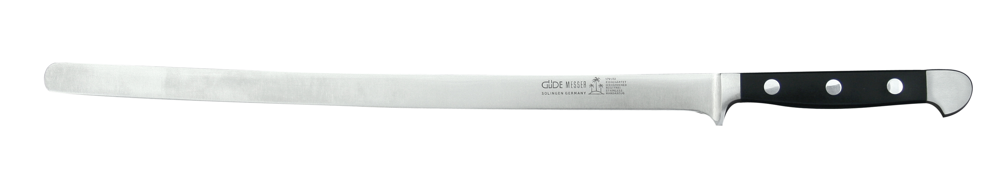 Güde Alpha Lachsmesser 32 cm - CVM-Messerstahl - Griffschalen Hostaform