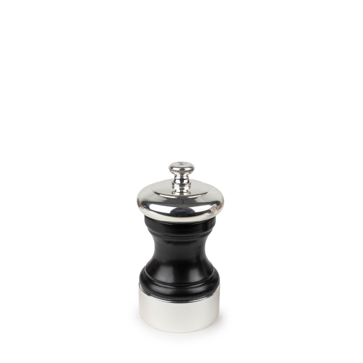 Peugeot Palace Pfeffermühle 10 cm Edelstahl versilbert & Holz satinschwarz - Stahlmahlwerk