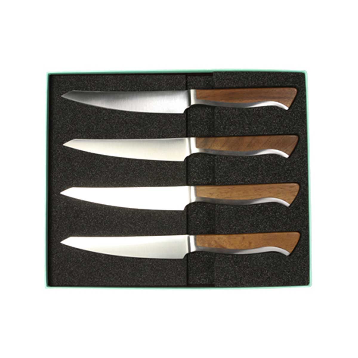 Güde Caminada Steakmesser Set 4-teilig / CVM-Messerstahl mit Griffschalen aus Walnussholz