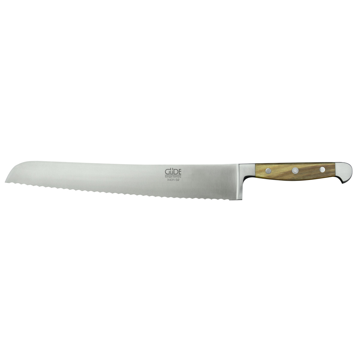 Güde Alpha Olive Brotmesser 32 cm / CVM-Messerstahl mit Griffschalen aus Olivenholz