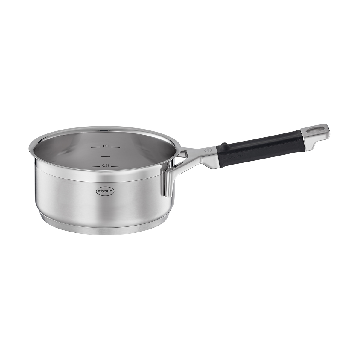 Kasserolle RÖSLE SILENCE PRO Töpfe Gr 14 l + Ø 16 cm + Höhe 9 cm silberfarben (silberfarben schwarz) Kasserolle Kasserollen Universaltopf mit Innenskalierung Ø 16 cm Induktion