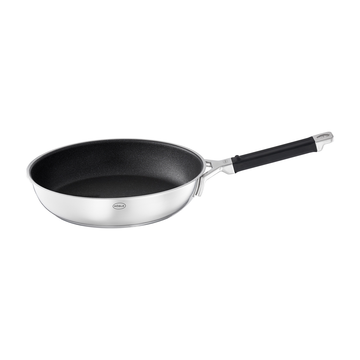 Bratpfanne RÖSLE SILENCE PRO Pfannen Gr Ø 28 cm + Höhe 96 cm silberfarben (silberfarben schwarz) Bratpfannen kratzfeste Premium-Antihaftversiegelung Silikongriff Induktion
