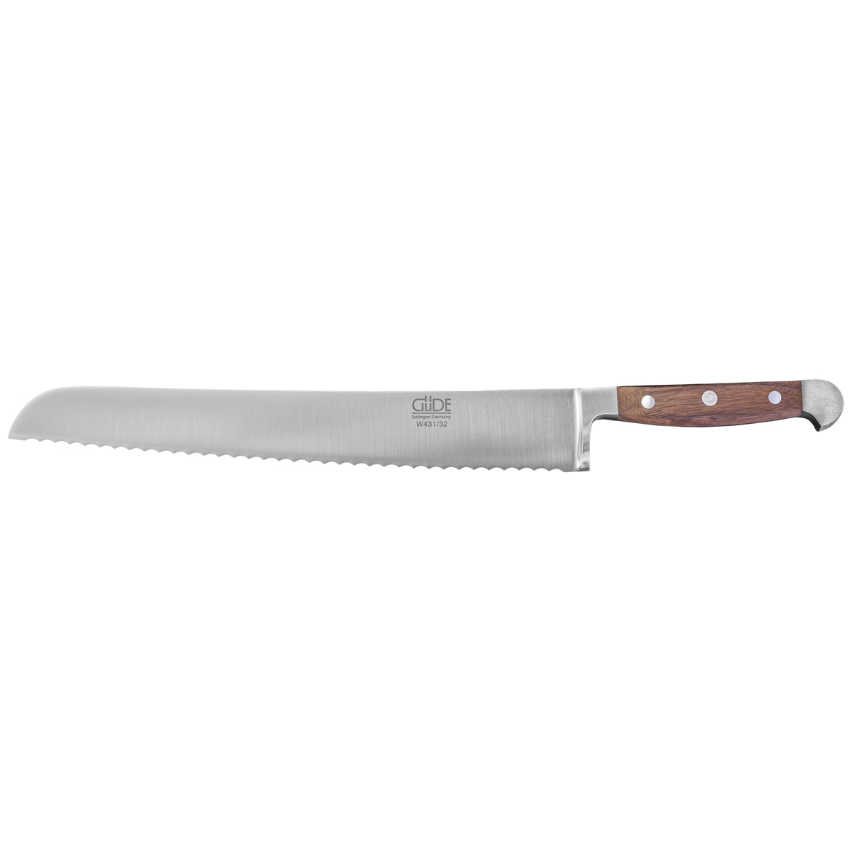 Güde Alpha Walnuss Brotmesser 32 cm - CVM-Messerstahl - Griffschalen Walnussholz