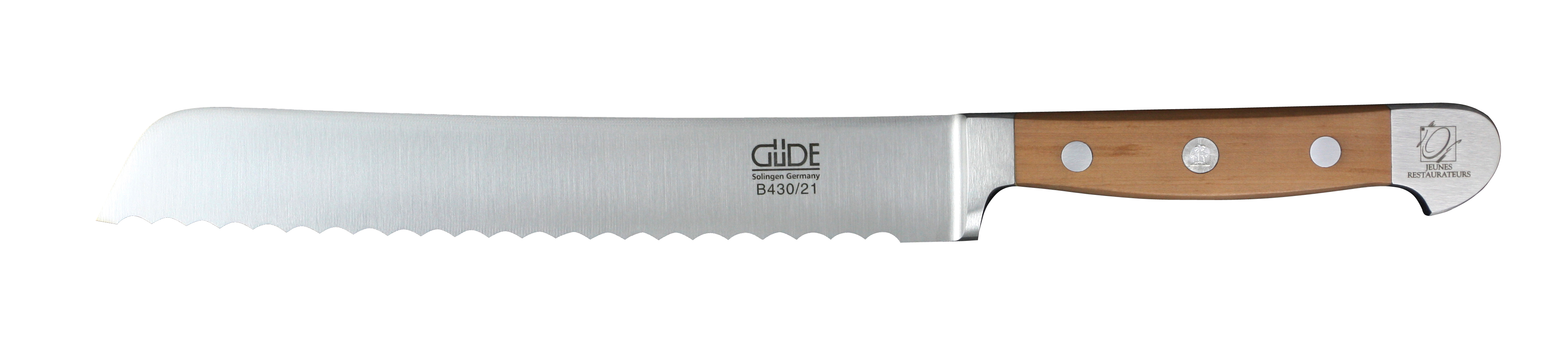 Güde Alpha Birne Brotmesser 21 cm - CVM-Messerstahl - Griffschalen Birnenholz