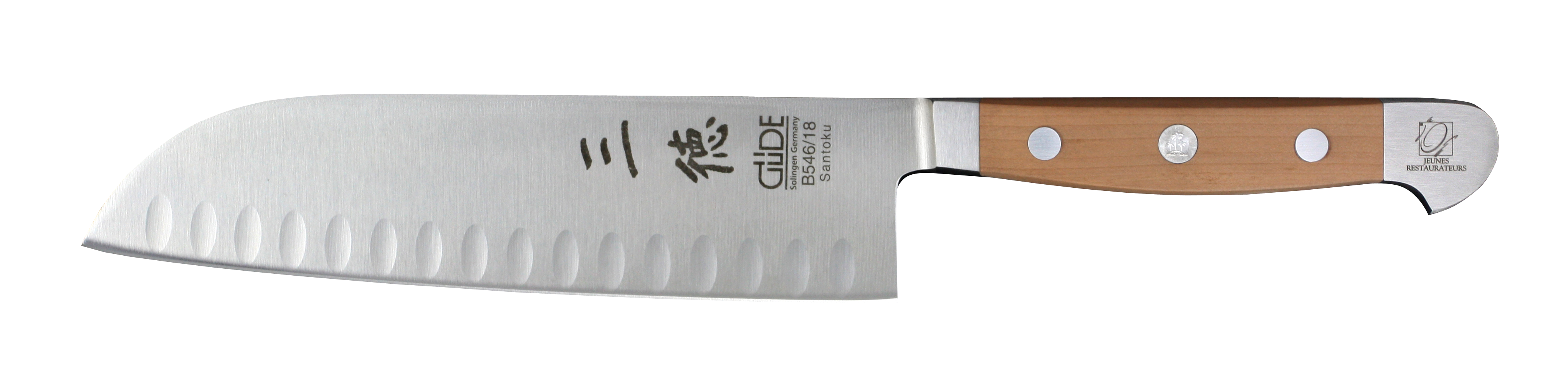 Güde Alpha Birne Santokumesser 18 cm mit Kullen - CVM-Messerstahl - Griffschalen Birnenholz