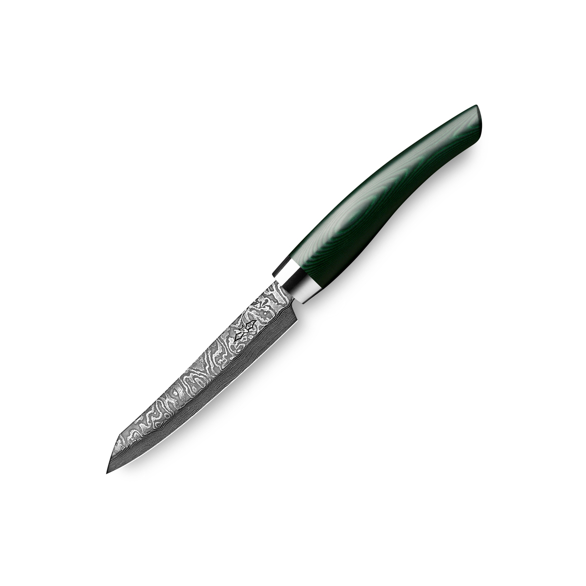 Nesmuk Exklusiv C100 Damast Officemesser 9 cm - Griff Micarta grün