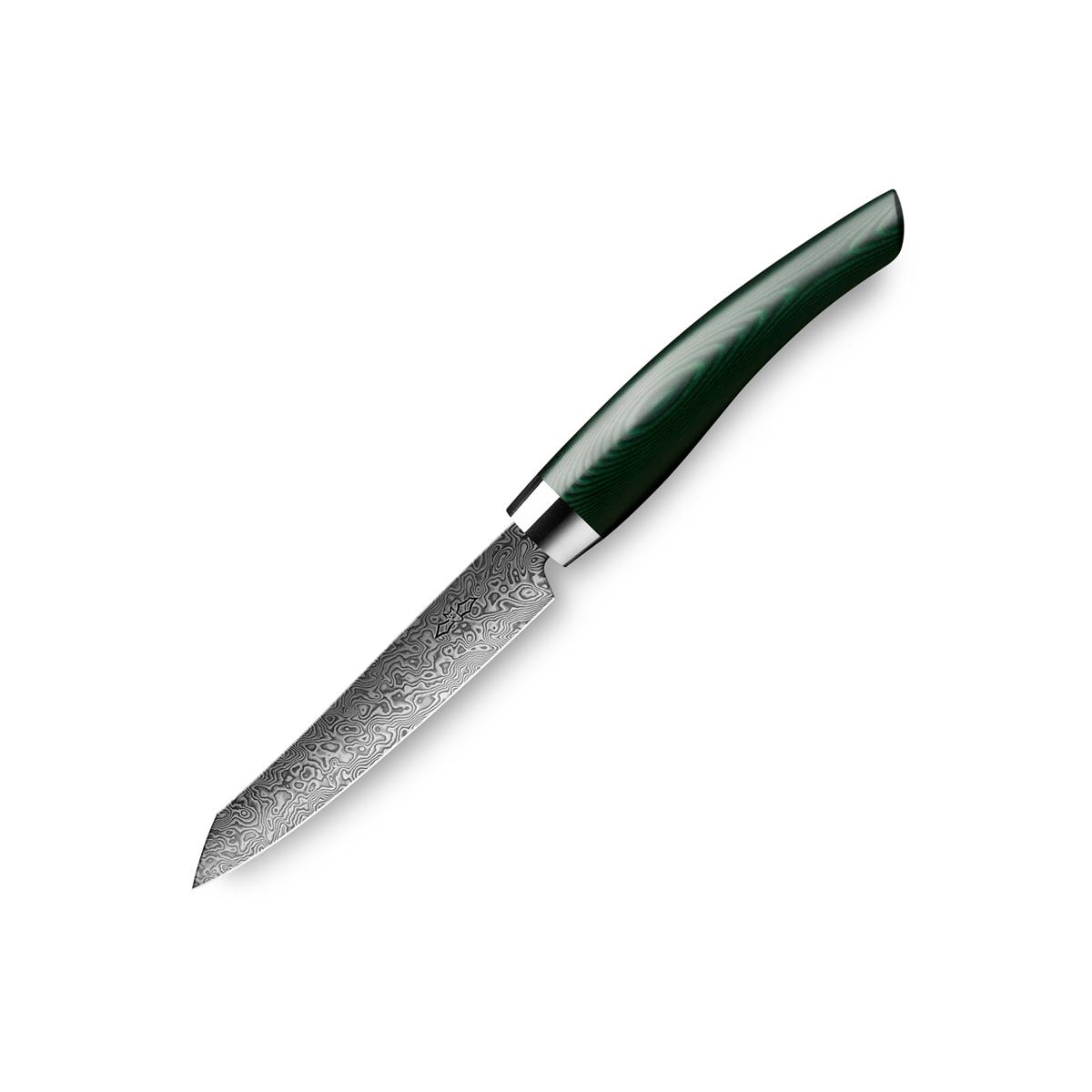 Nesmuk Exklusiv C 90 Damast Officemesser 9 cm - Griff Micarta grün