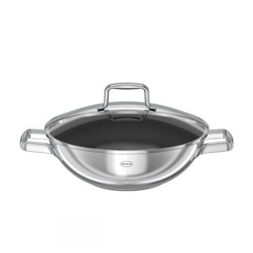 Rösle Moments Wok 28 cm inkl. Glasdeckel mit schwarzer Antihaftversiegelung ProPlex