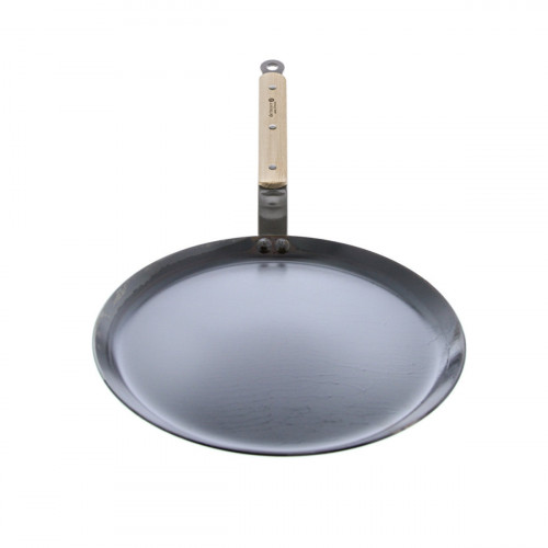 de Buyer Mineral B Bois Crêpes-Pfanne 26 cm eingebrannt - Eisen mit Bandstahlgriff & Holzgriffschalen