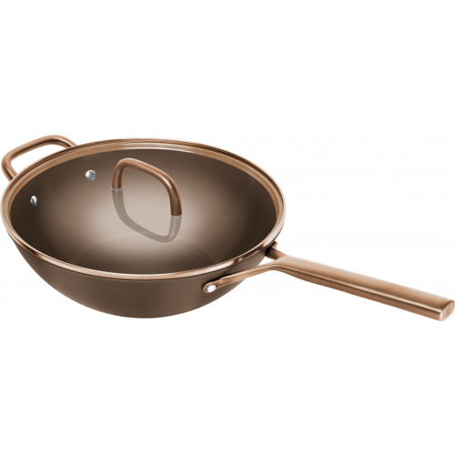 Zwilling Milano Wok mit Glasdeckel 30 cm Braun - Aluminium