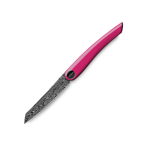 Nesmuk Exklusiv Folder - 70 Lagen Damaststahl wild - Griff Klavierlack pink