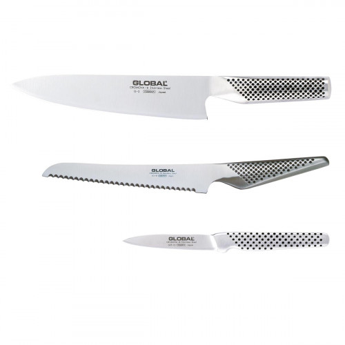 Global G-26115R Messer-Set 3-teilig - Cromova 18 Stahl