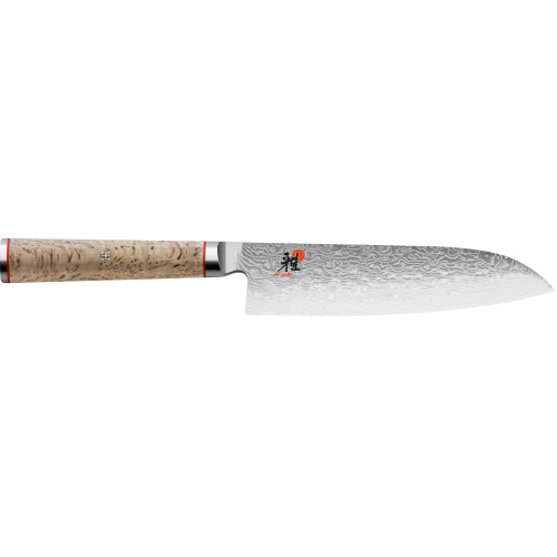 Miyabi 5000 MCD Santokumesser 18 cm - Griff aus Masur-Birke in traditioneller D-Form - MC63 - Braun