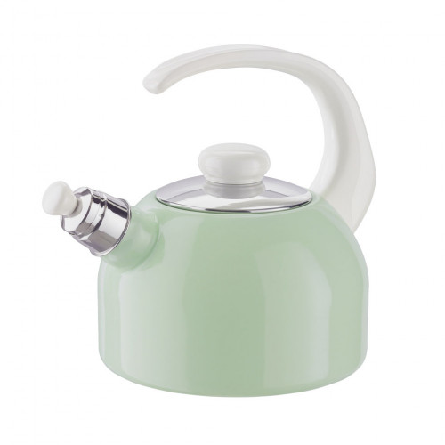 Riess Classic Pastell Wasserkessel 18 cm / 2,0 L nilgrün mit Flöte - Emaille