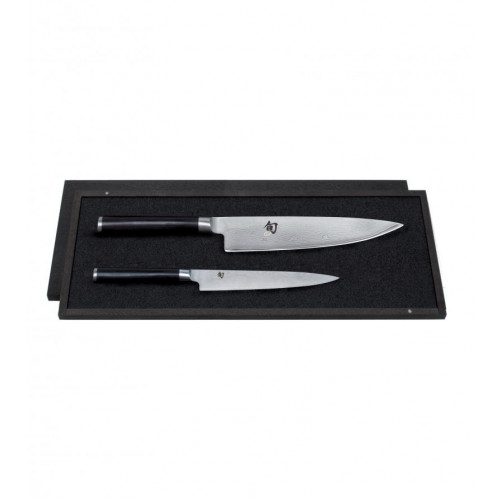 Kai Shun Classic 2-teiliges Messerset mit Allzweckmesser & Kochmesser / Griff aus dunklem Pakkaholz