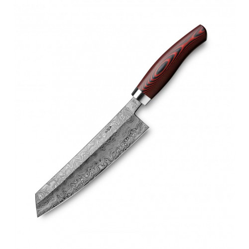 Nesmuk Exklusiv C100 Damast Kochmesser 18 cm - Griff Micarta rot