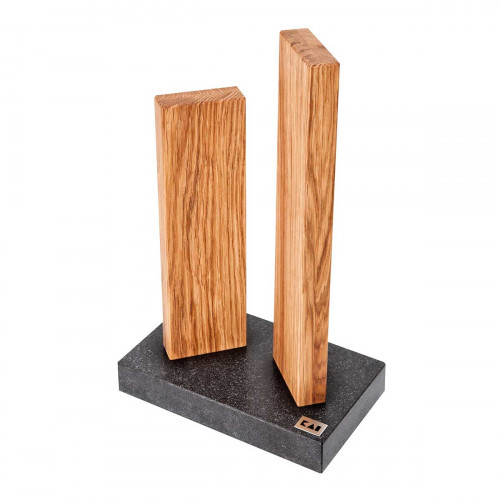 KAI Messerblock Stonehenge für 4 Messer aus Eichenholz mit Granitsockel 