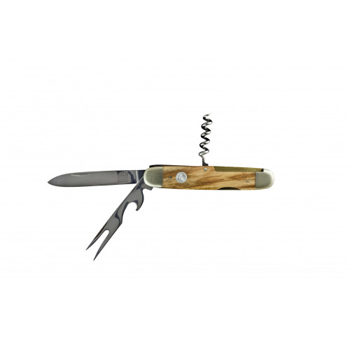 Güde Alpha Olive Taschenmesser 7 cm mit Pitchgabel - CVM-Messerstahl - Griffschalen Olivenholz