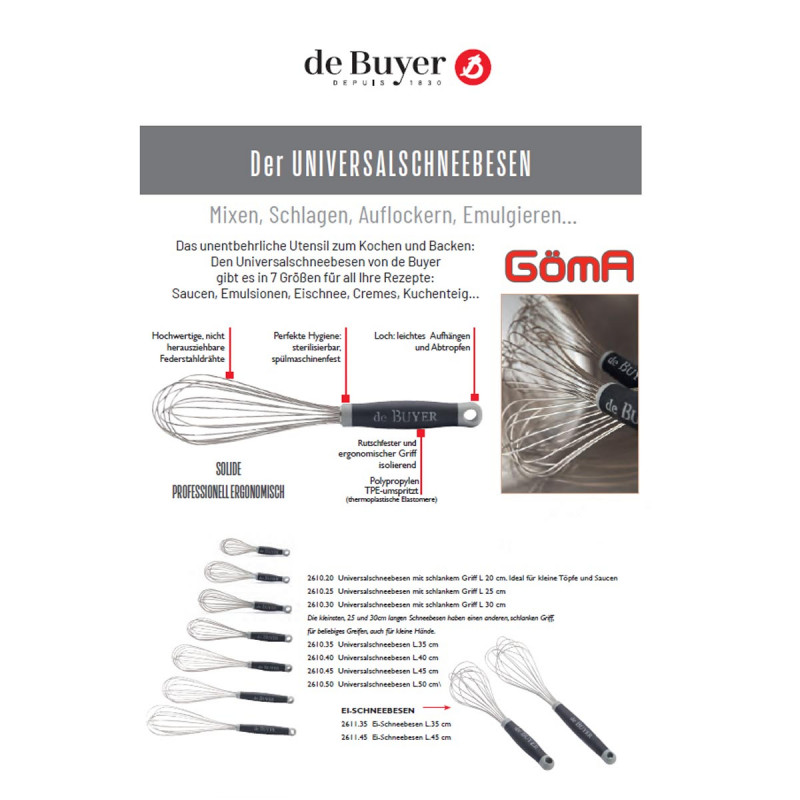 De Buyer Profi-Schneebesen Aus Edelstahl – 20 Cm Ballform Für Saucen, Eischnee & Teig
