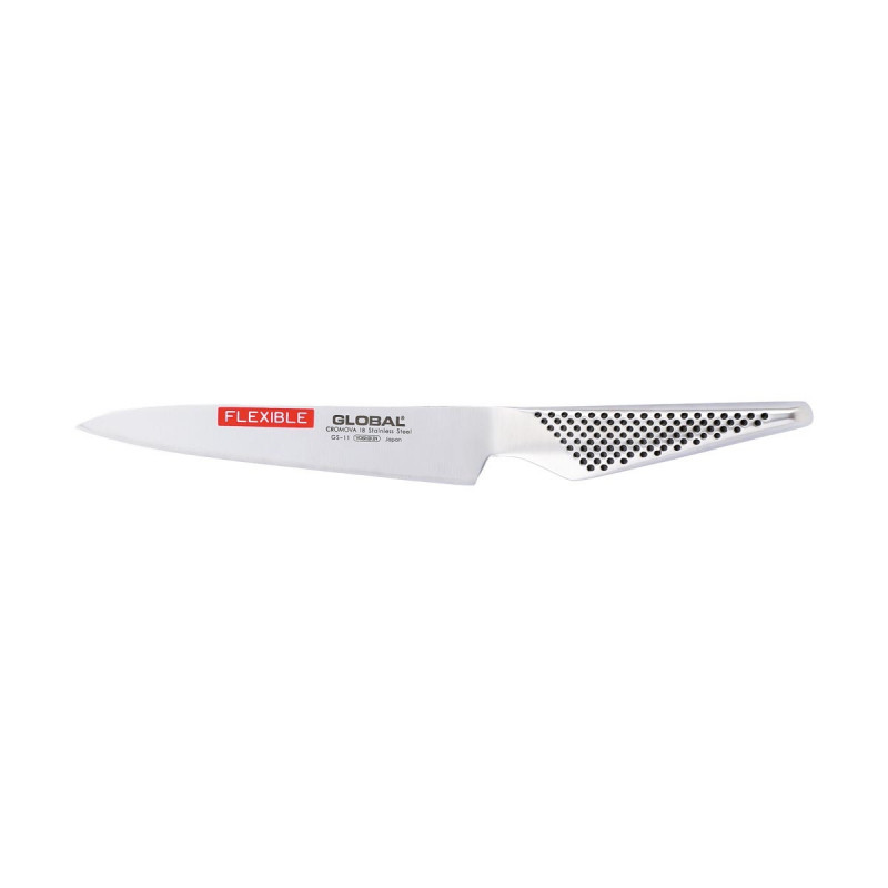 Global Messerblockset 6-teilig – Inkl. Kochmesser, Brotmesser, Gemüsemesser, Officemesser & Schälmesser