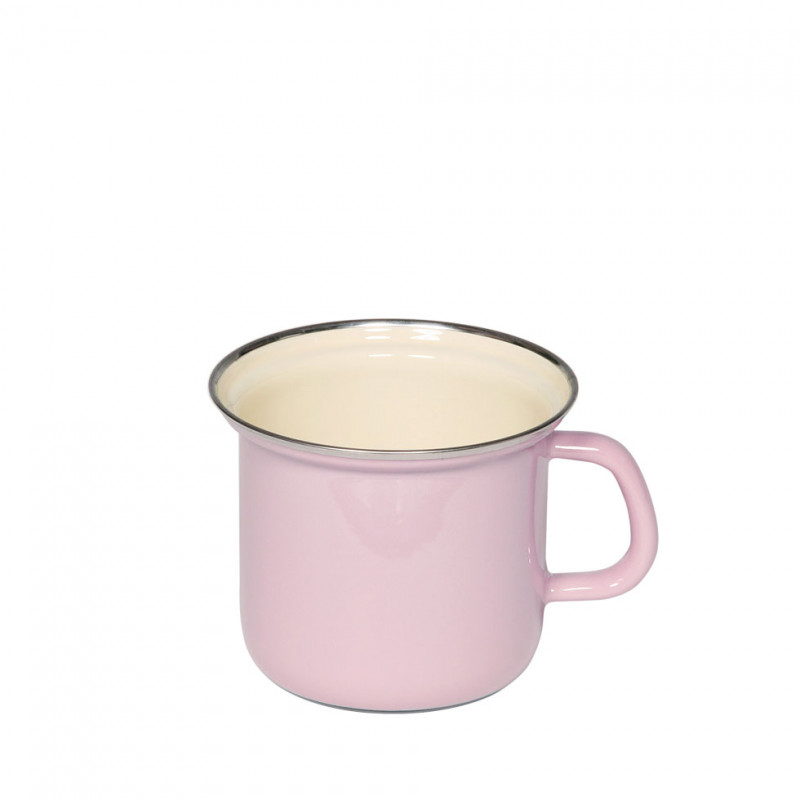 Riess, 0269-006, pentola con bordo cromato 12, CLASSIC - COLORATO/PASTELLO, colore rosa, diametro 12 cm, altezza 11,4 cm, capacità 1 litro, smalto, SENZA COPERCHIO, coperchio opzionale, induzione
