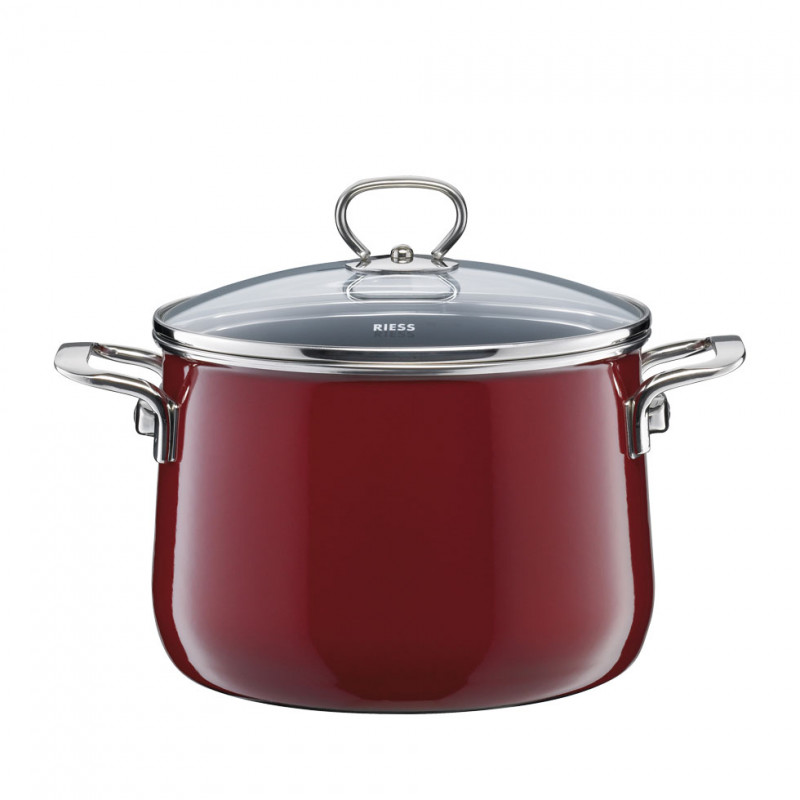 Riess Pentola Per Carne Smaltata Rossa 20 Cm 3,5L Con Coperchio | Adatta A Induzione | Prodotta In Austria