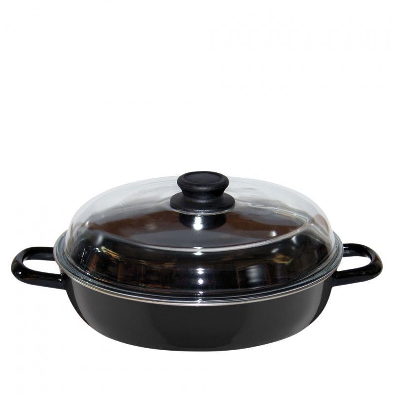 Riess, 0563-022, houten knechtpan 20, CLASSIC - zwart schilderij, diameter 19 cm, hoogte 7,7 cm, email, zwart, braadpan met houten handvat, inductie Riess, 0563-022, houten knechtpan 20, CLASSIC - zwart schilderij, diameter 19 cm, hoogte 7,7 cm, email, zwart, braadpan met houten handvat, inductie