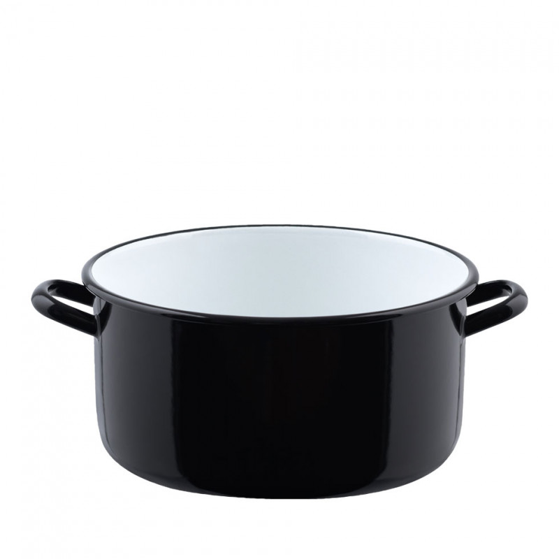 Riess, 0238-017, casseruola nano con bordo 16, senza coperchio, classico – gigante e cerchio, diametro 16 cm, altezza 6,6 cm, contenuto 1 litro smaltato, nero, induzione