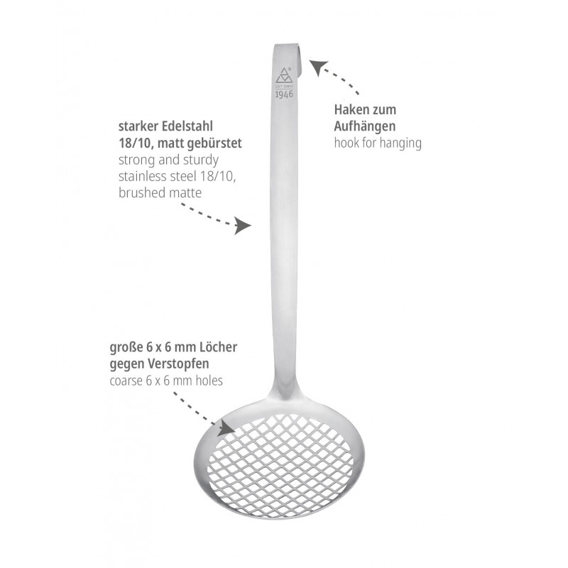 Triangle 58 709 35 01 Schaumlöffel Aus Edelstahl – Professionelle Qualität, Mit Großen Löchern, 32 Cm