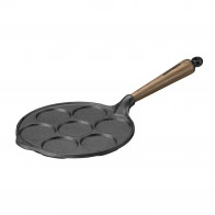 Skeppshult Walnuss Pfannkuchenpfanne für 7 Pfannkuchen - Gusseisen mit Walnussholzgriff 