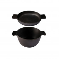 Skeppshult Grytstapel 2-teiliges Set mit Bräter 23 cm / 3 L & Deckel / Omelettepfanne - Gusseisen