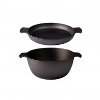Skeppshult Grytstapel 2-teiliges Set mit Bräter 27 cm / 4,5 L & Deckel / Bratpfanne - Gusseisen
