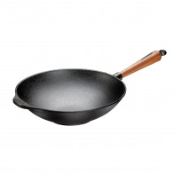 Skeppshult Walnuss Wok 30 cm - Gusseisen mit Walnussholzgriff