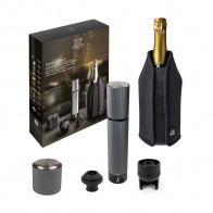 Peugeot Bubbles Forever Geschenk Set - Doppelfunktionspumpe zur Aufbewahrung von Wein und Sekt, Weinkühler & Sektöffner