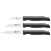 Zwilling TWIN Grip Schälmesser 6 cm, Gemüsemesser 8 cm & Spick-/Garniermesser 10 cm Messerset 3-tlg. Schwarz - Edelstahl