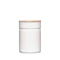 Riess Kitchen Management Vorratsdose 0,525 L Pure White - Emaille mit Eschenholzdeckel