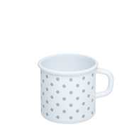 Riess Country Pünktchen Grau Becher / Topf mit Bördel 8 cm / 0,375 L - Emaille