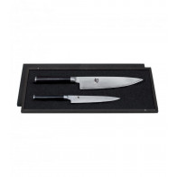 KAI Shun Classic 2-teiliges Messer-Set mit Allzweckmesser & Kochmesser - Damaststahl - Griff Pakkaholz