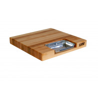 Boos Blocks Prep Masters Schneidebrett 61x46x6 cm mit Saftrille & Edelstahlschale - Ahornholz