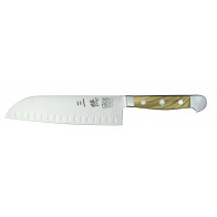 Güde Alpha Olive Santokumesser 18 cm mit Kullen - CVM-Messerstahl - Griffschalen Olivenholz