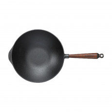 Skeppshult Traditional Wok 30 cm - Gusseisen mit Buchenholzgriff